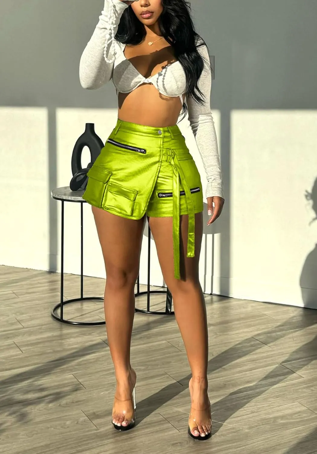 Summer Shorts for Women High Waisted Multi-Pockets Irregular Cargo Shorts Athletic Skorts Y2K