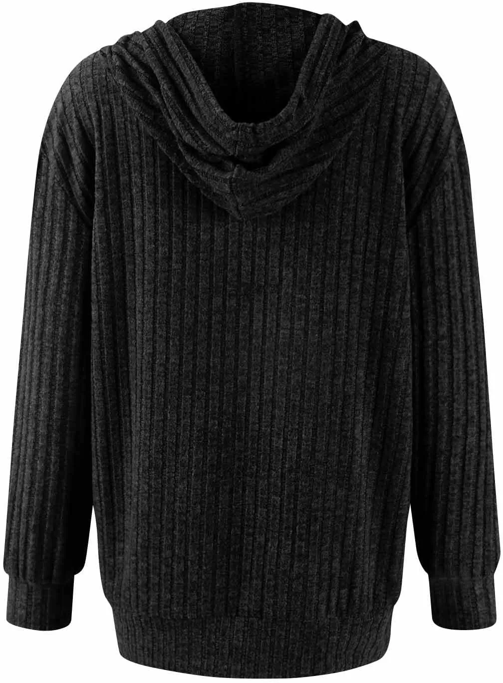 Sweaters for Women Long Sleeve Knitted Zip up Hoodies Ribbed Pullover Loose Casual Sweatshirts with Pocket