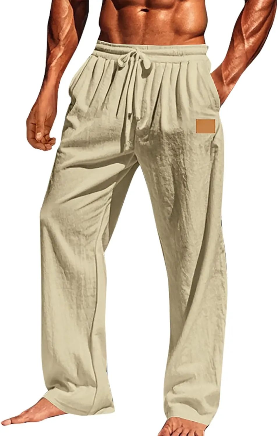 Sweatpants for Men Popular Jogger Sport Tapered Split Elasticated Slack Joggers Elasticated Waist Solid Color Slacks