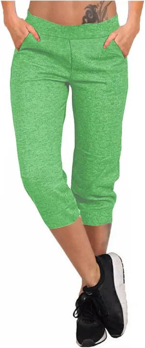 TANGNADE Active Capri Pants for Women Joggers Stretch Lightweight Casual Pant Capri with Drawstring Pockets Hiking Pants