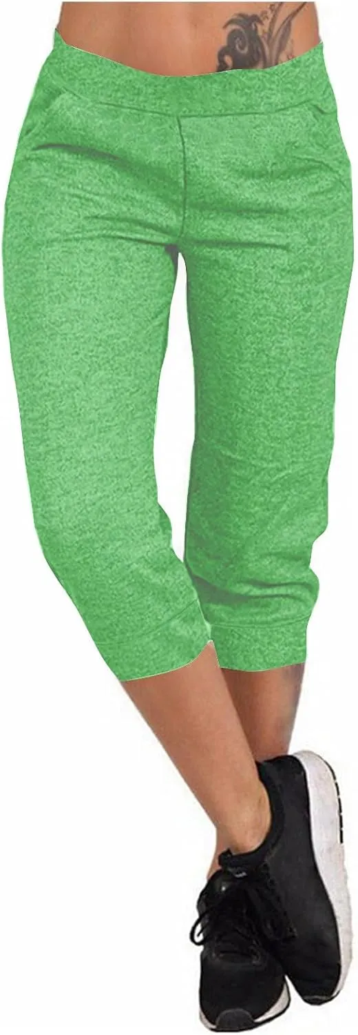 TANGNADE Active Capri Pants for Women Joggers Stretch Lightweight Casual Pant Capri with Drawstring Pockets Hiking Pants