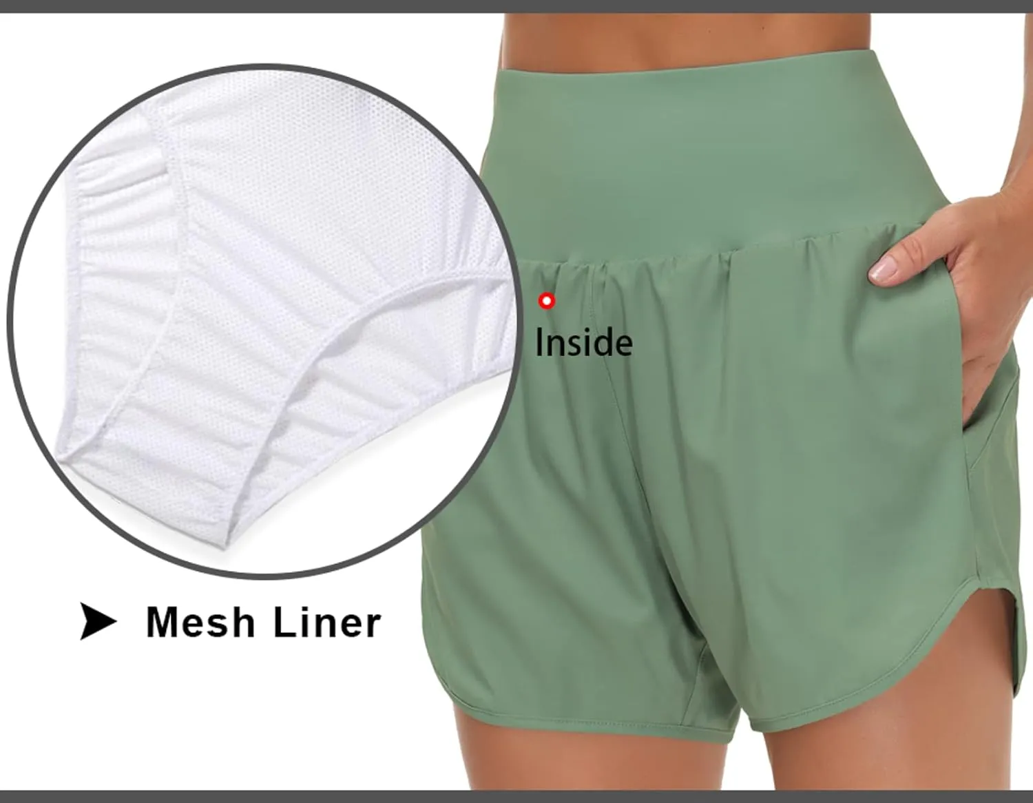 THE GYM PEOPLE Womens High Waist Running Shorts with Liner Athletic Hiking Workout Shorts Zip Pockets