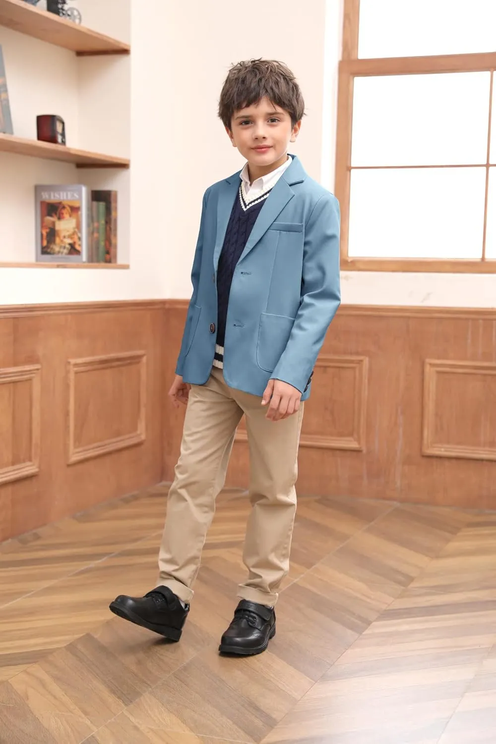 Toddler Boys' Blazer Jackets Lightweight Stylish Two Buttons Solid School Suit Casual Sport Coat