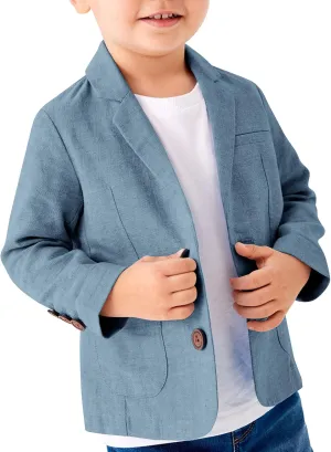 Toddler Boys' Blazer Jackets Lightweight Stylish Two Buttons Solid School Suit Casual Sport Coat