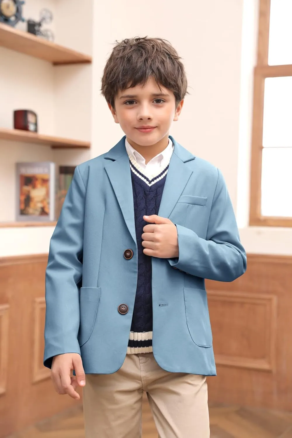 Toddler Boys' Blazer Jackets Lightweight Stylish Two Buttons Solid School Suit Casual Sport Coat