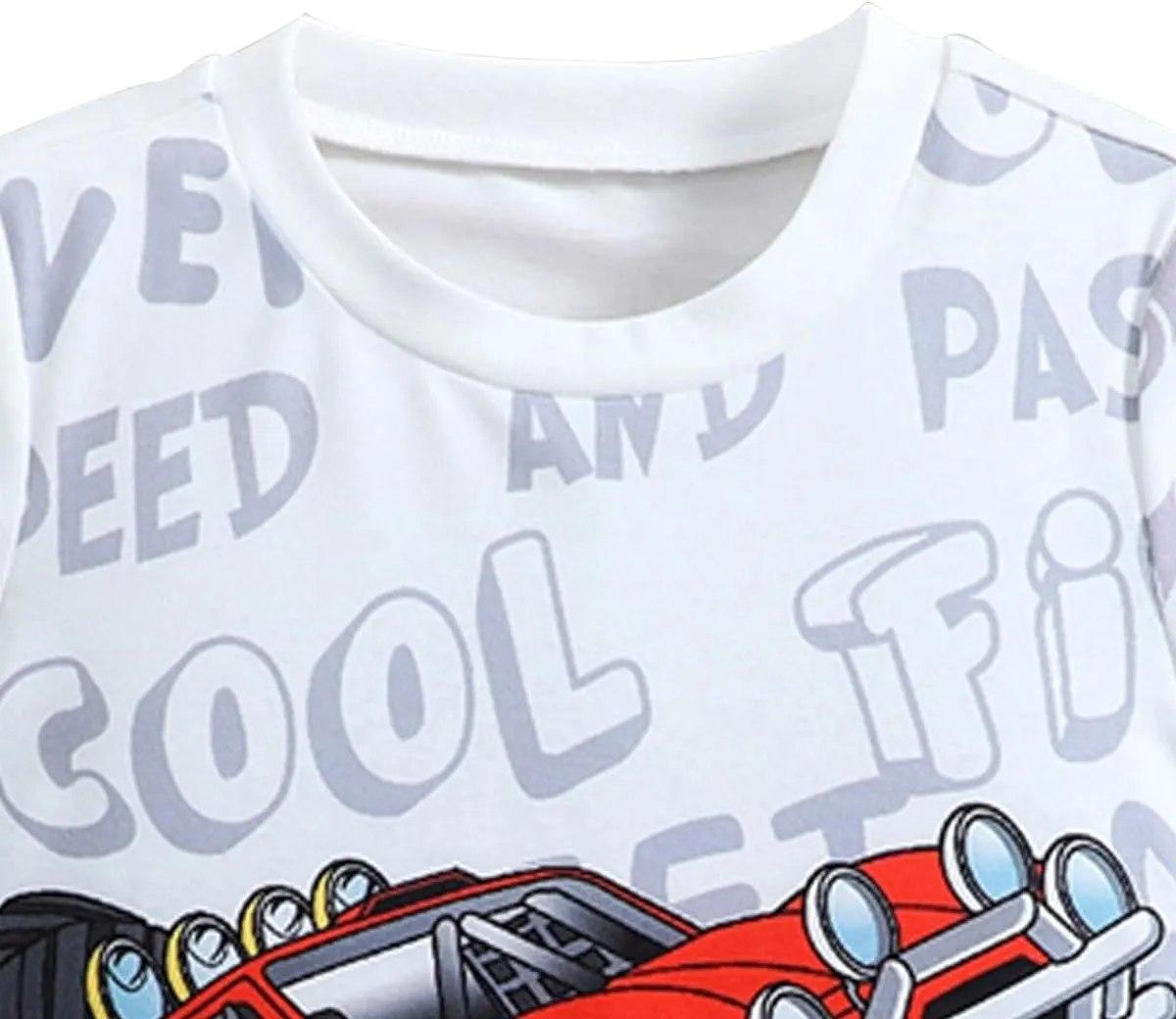 Toddler Summer Set - Car Printed Short Sleeve Shirt and Denim Shorts - Boys Short Jean Outfit (3-7 T)