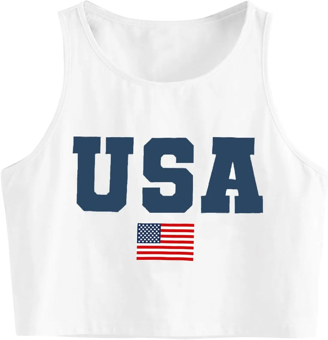 USA Tank Top Women American Flag Crop Tank 4th of July Patriotic Crop Shirts Summer Sleeveless Tee Tops