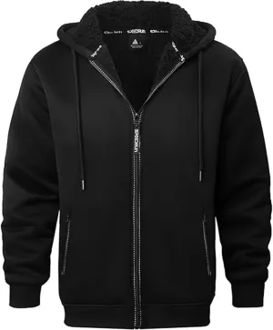 V VALANCH Men Hoodie Zip Up Winter Sherpa Lined Sweatshirt Heavyweight Thick Warm Fleece Jacket