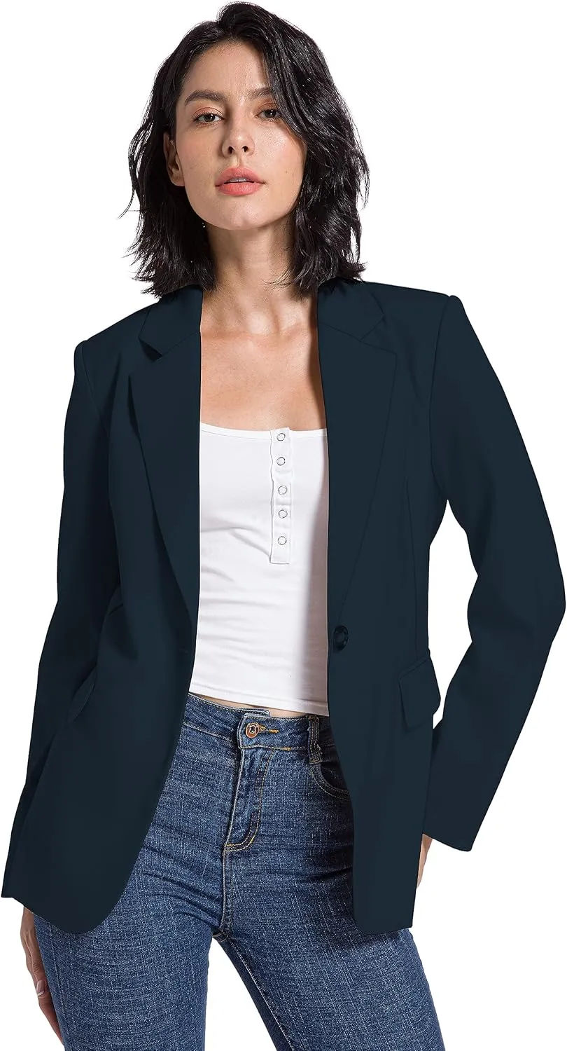 V VOCNI Womens Blazer Jackets Long Sleeve Lapel Open Front Pockets Casual Work Office Blazers Button Jacket Suit