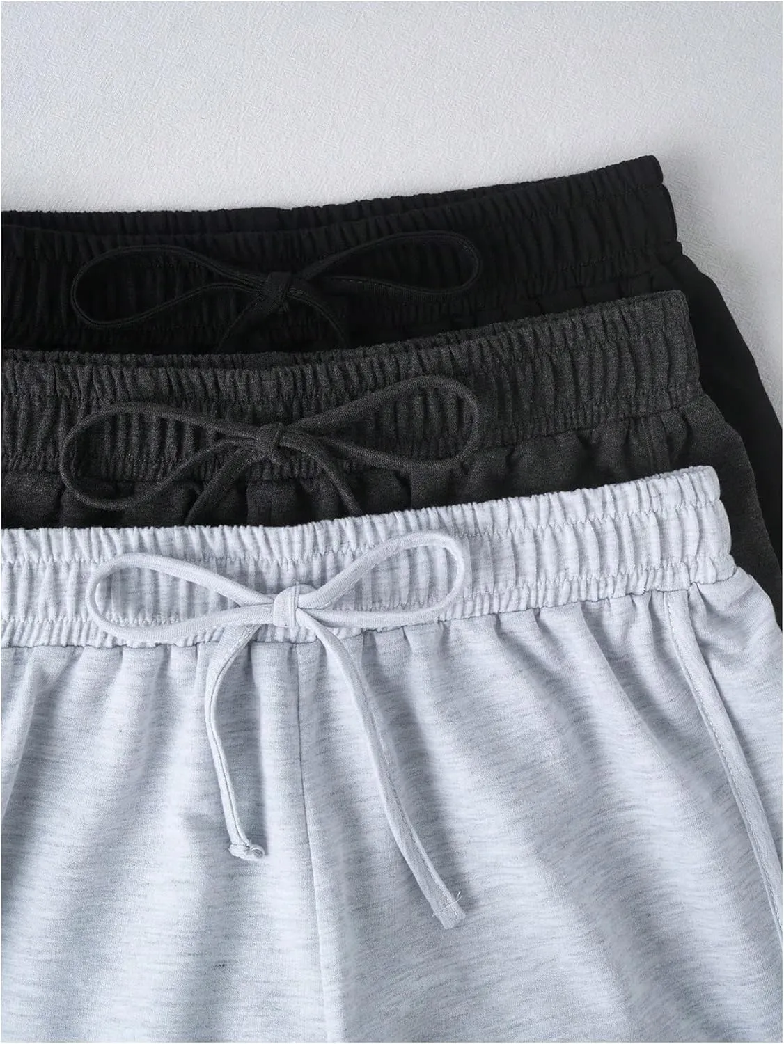 Verdusa Women's 3 Pack Elastic High Waist Knot Front Lounge Track Shorts Summer Shorts