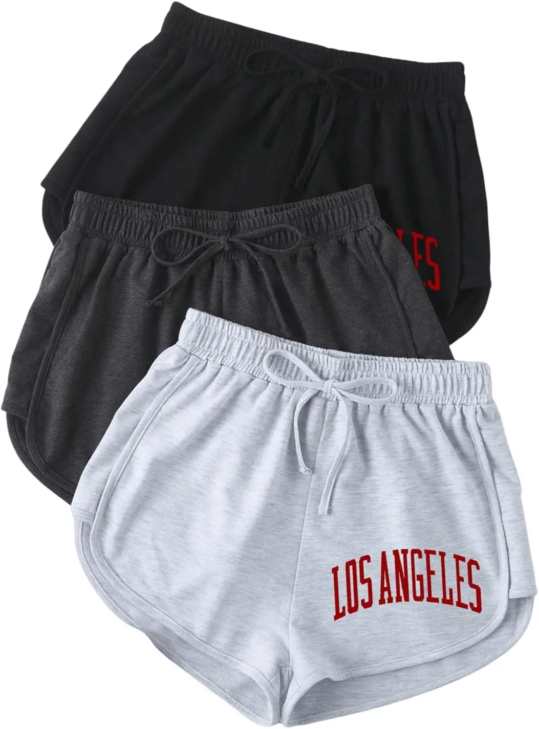 Verdusa Women's 3 Pack Elastic High Waist Knot Front Lounge Track Shorts Summer Shorts