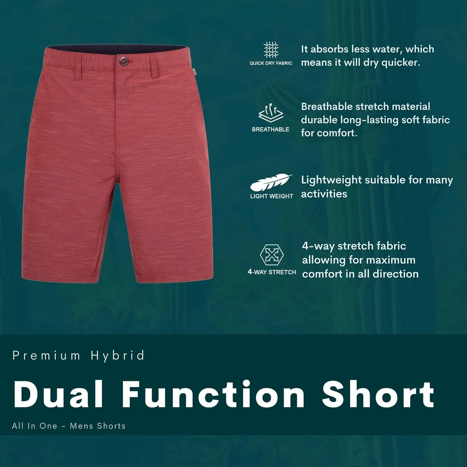Visive Premium Hybrid Shorts Men Quick Dry Golf Stretch Board Shorts Swim Trunks Summer Big Men