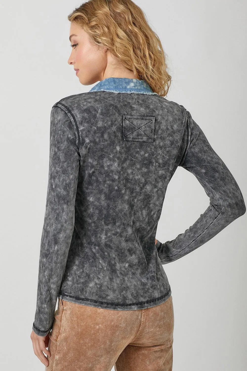 Washed Thermal Button Down Top