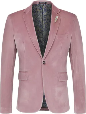 WEEN CHARM Velvet Blazer for Men Slim Fit One Button Sport Coat Tuxedo Jacket for Prom Wedding Party Dinner