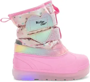 Western Chief Kids Denali Lighted Faux Fur Cold Weather Boots  Waterproof Snow Boots with Reflective Glitter, Warm and Cozy Winter Boots for Toddlers and Kids