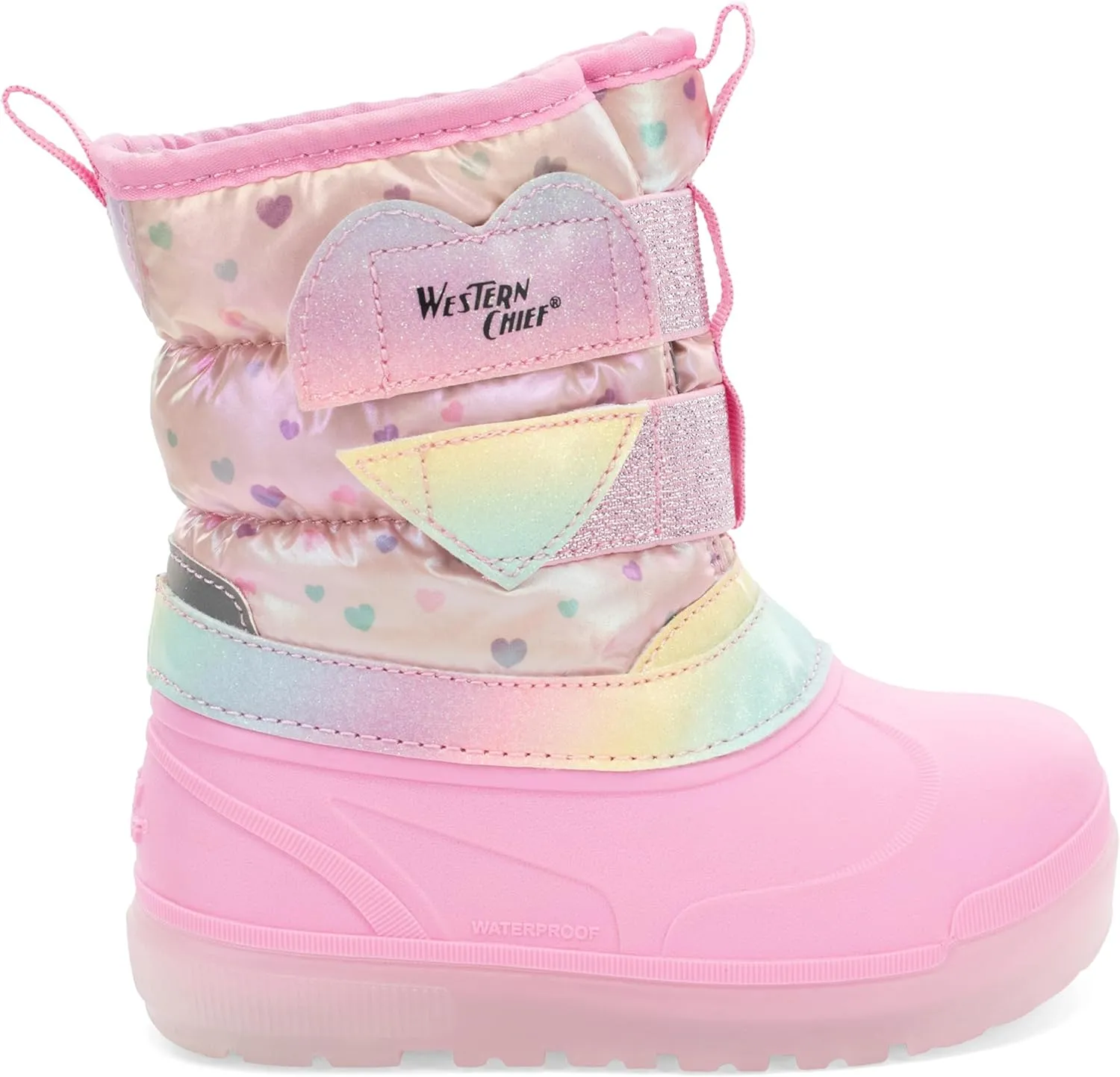 Western Chief Kids Denali Lighted Faux Fur Cold Weather Boots  Waterproof Snow Boots with Reflective Glitter, Warm and Cozy Winter Boots for Toddlers and Kids