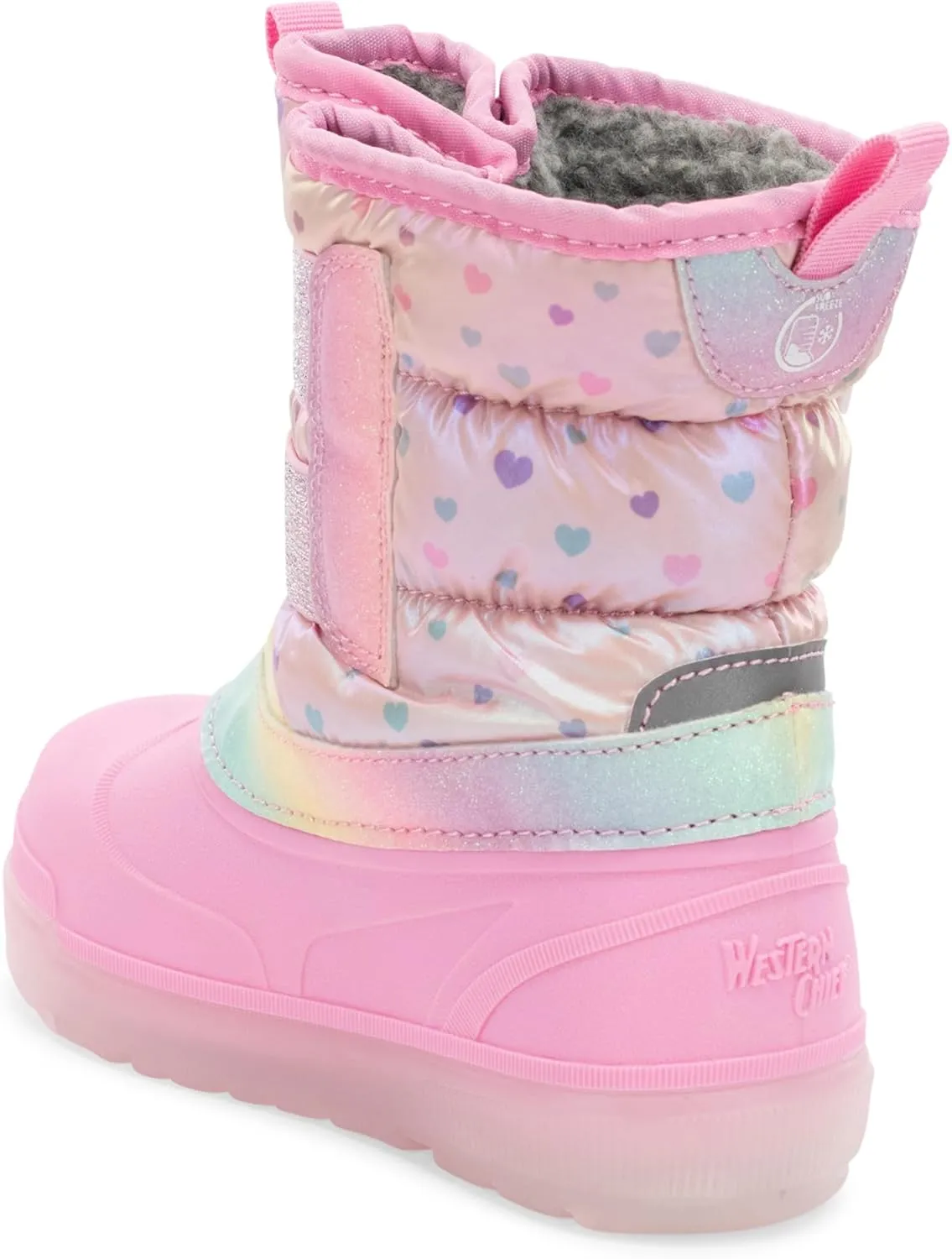 Western Chief Kids Denali Lighted Faux Fur Cold Weather Boots  Waterproof Snow Boots with Reflective Glitter, Warm and Cozy Winter Boots for Toddlers and Kids