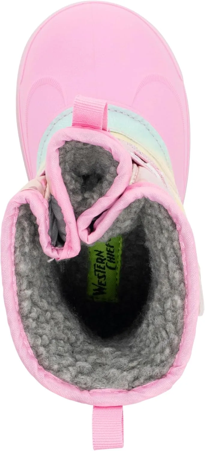 Western Chief Kids Denali Lighted Faux Fur Cold Weather Boots  Waterproof Snow Boots with Reflective Glitter, Warm and Cozy Winter Boots for Toddlers and Kids