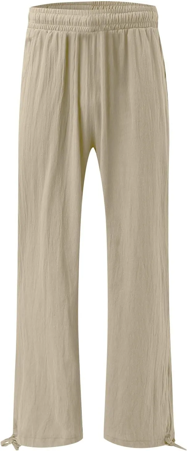 Wide Leg Linen Pants for Women Casual High Waisted Palazzo Pants Lightweight Summer Flowy Beach Trousers with Pockets