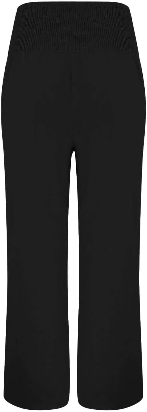 Wide Leg Linen Pull On Pants for Women Petite Summer Casual Capri Pant for Summer Loose Work Trousers