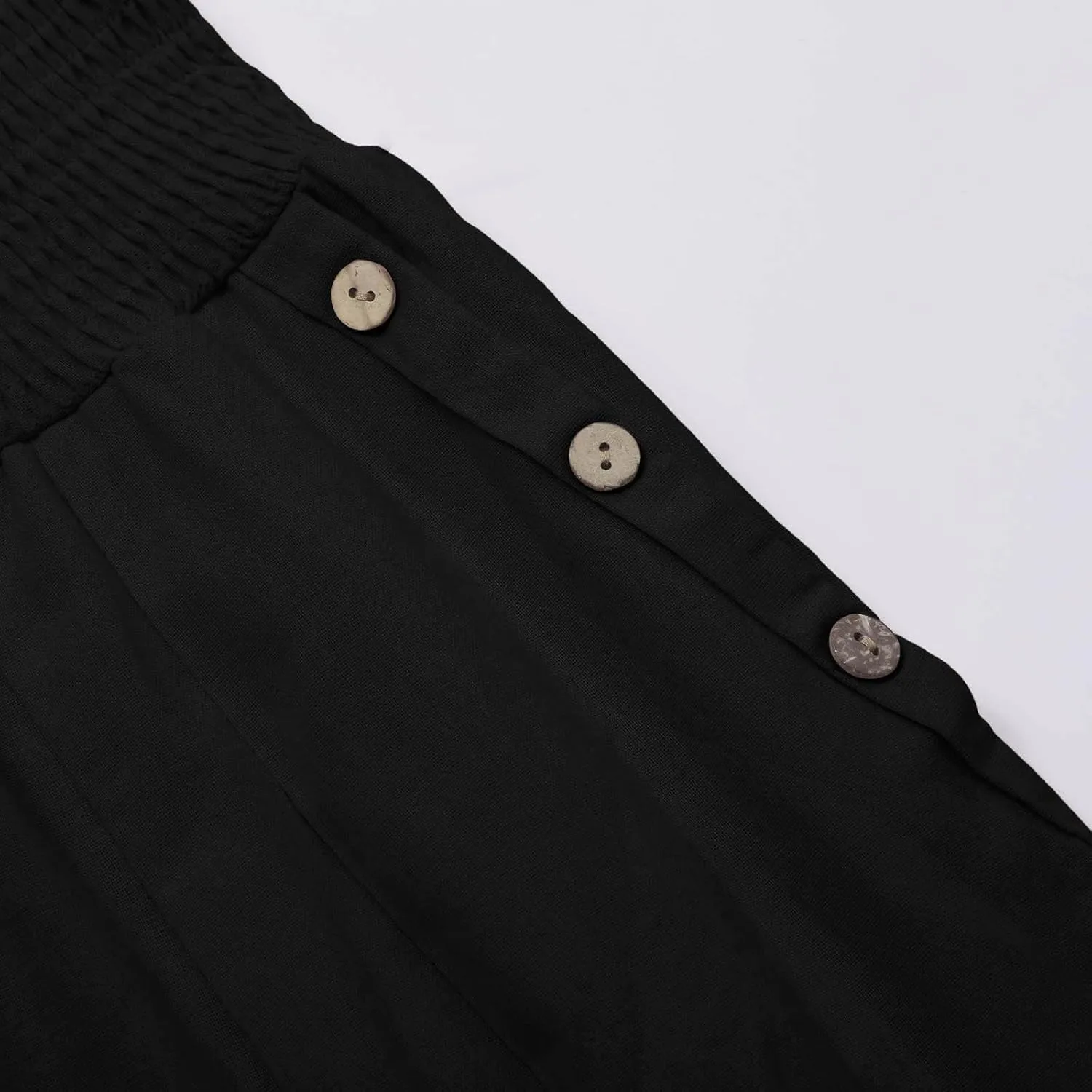 Wide Leg Linen Pull On Pants for Women Petite Summer Casual Capri Pant for Summer Loose Work Trousers