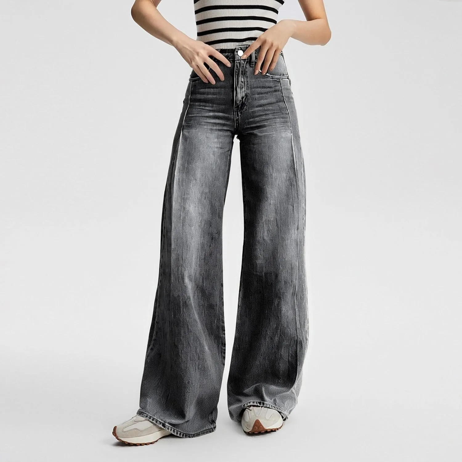 Wide Leg Pants Woman Cargo Flare Jeans with Pockets,Womens Sweatpants Cargo Sterechy High Waisted Petite Button