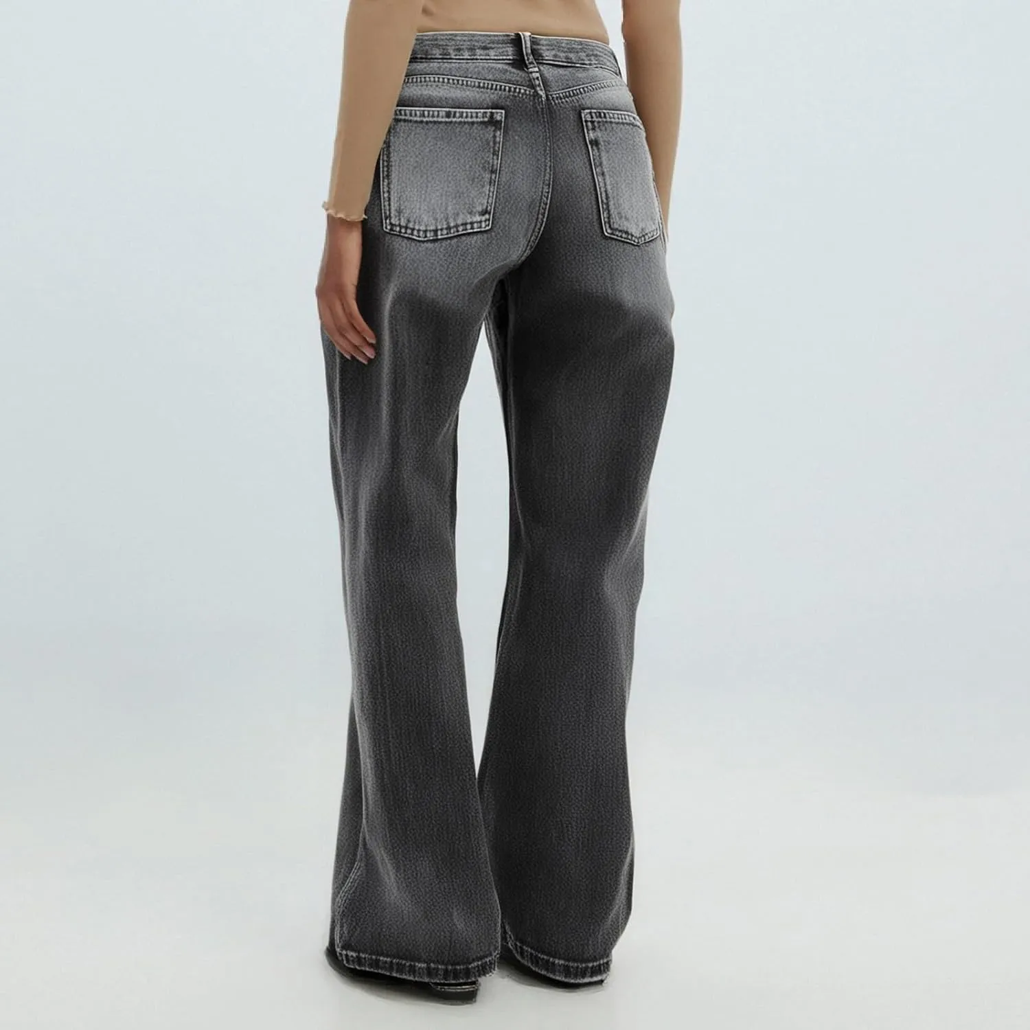 Wide Leg Pants Woman Cargo Flare Jeans with Pockets,Womens Sweatpants Cargo Sterechy High Waisted Petite Button