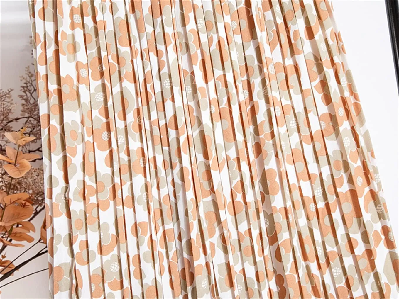 Women Chiffon Pleated Skirt Elastic High Waist Summer Skirts Female Print Mid Calf Casual Midi Long Skirt