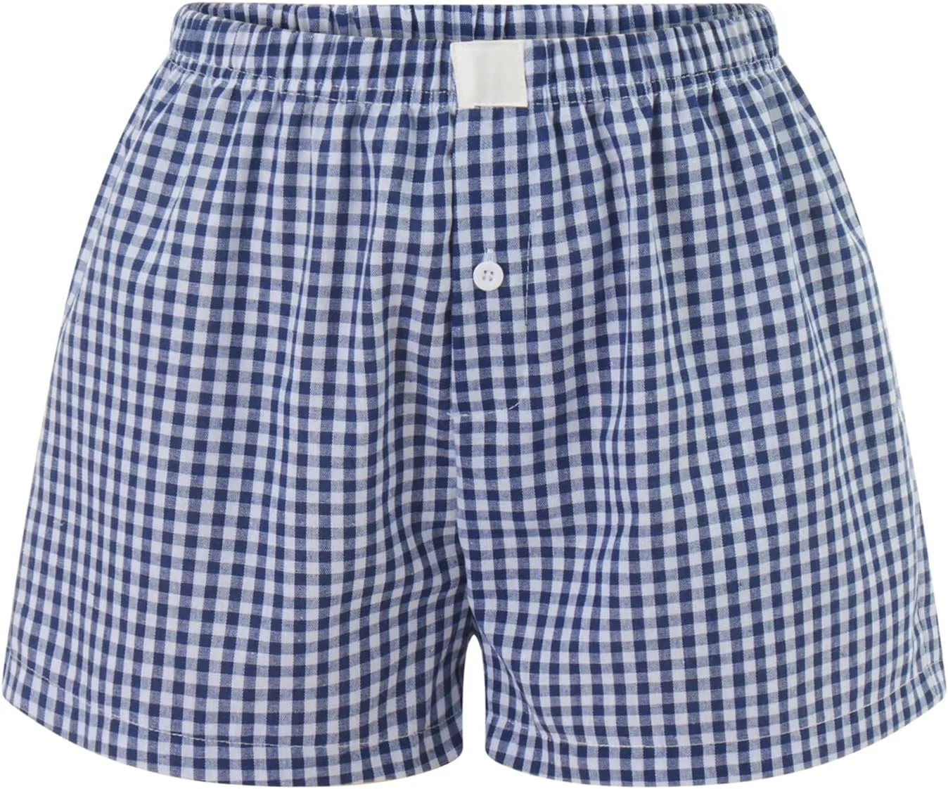Women Gingham Boxer Shorts Y2k Cute Stripes Plaid Button Elastic Waist Lounge Boxers