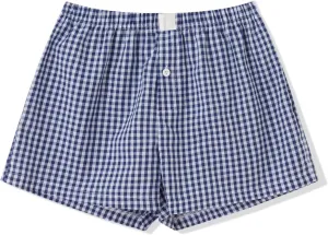 Women Gingham Boxer Shorts Y2k Cute Stripes Plaid Button Elastic Waist Lounge Boxers