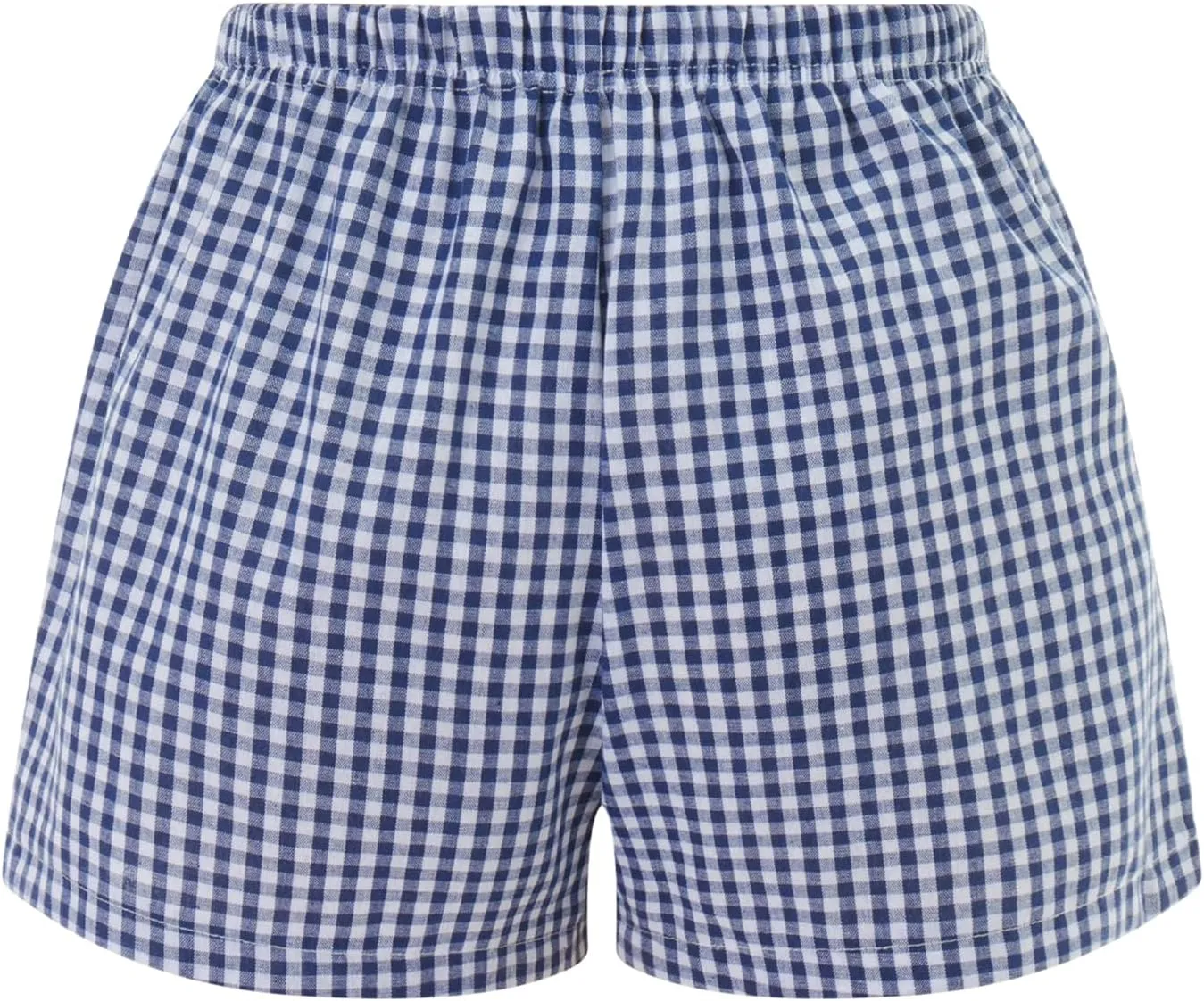 Women Gingham Boxer Shorts Y2k Cute Stripes Plaid Button Elastic Waist Lounge Boxers