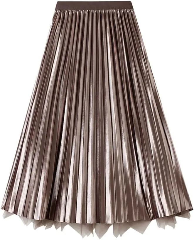 Women Long Maxi Tulle Skirts Female Irregular Velvet Midi Pleated Skirt Autumn Winter High Waist Reversible Skirt Lady