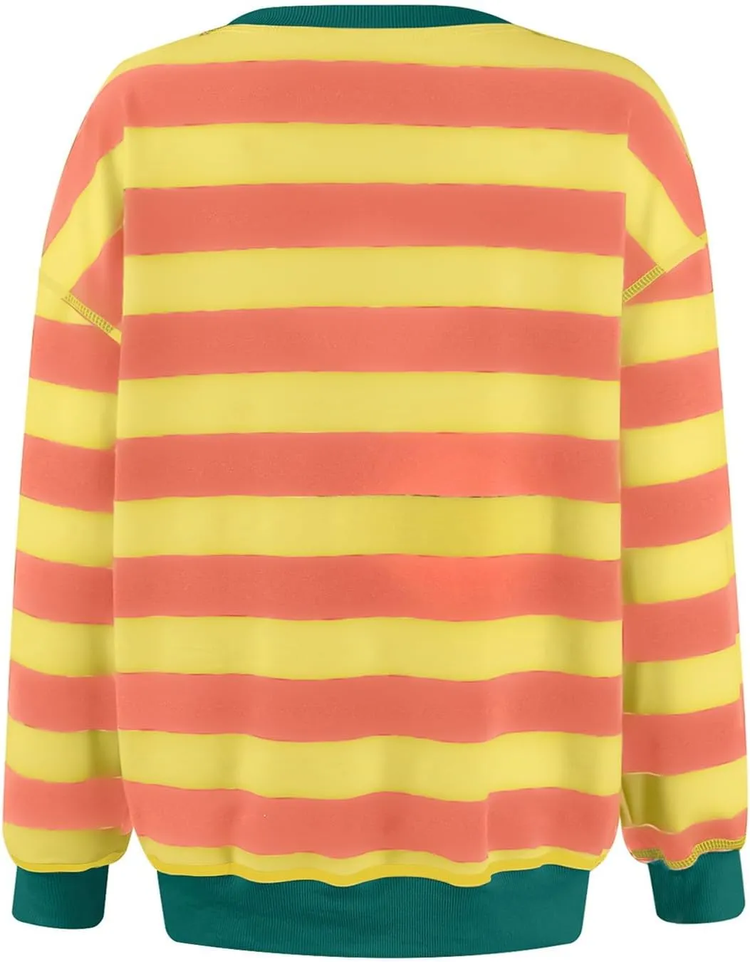 Women Oversized Sweatshirt Long Sleeve Crewneck Color Block Striped Pullover Tops