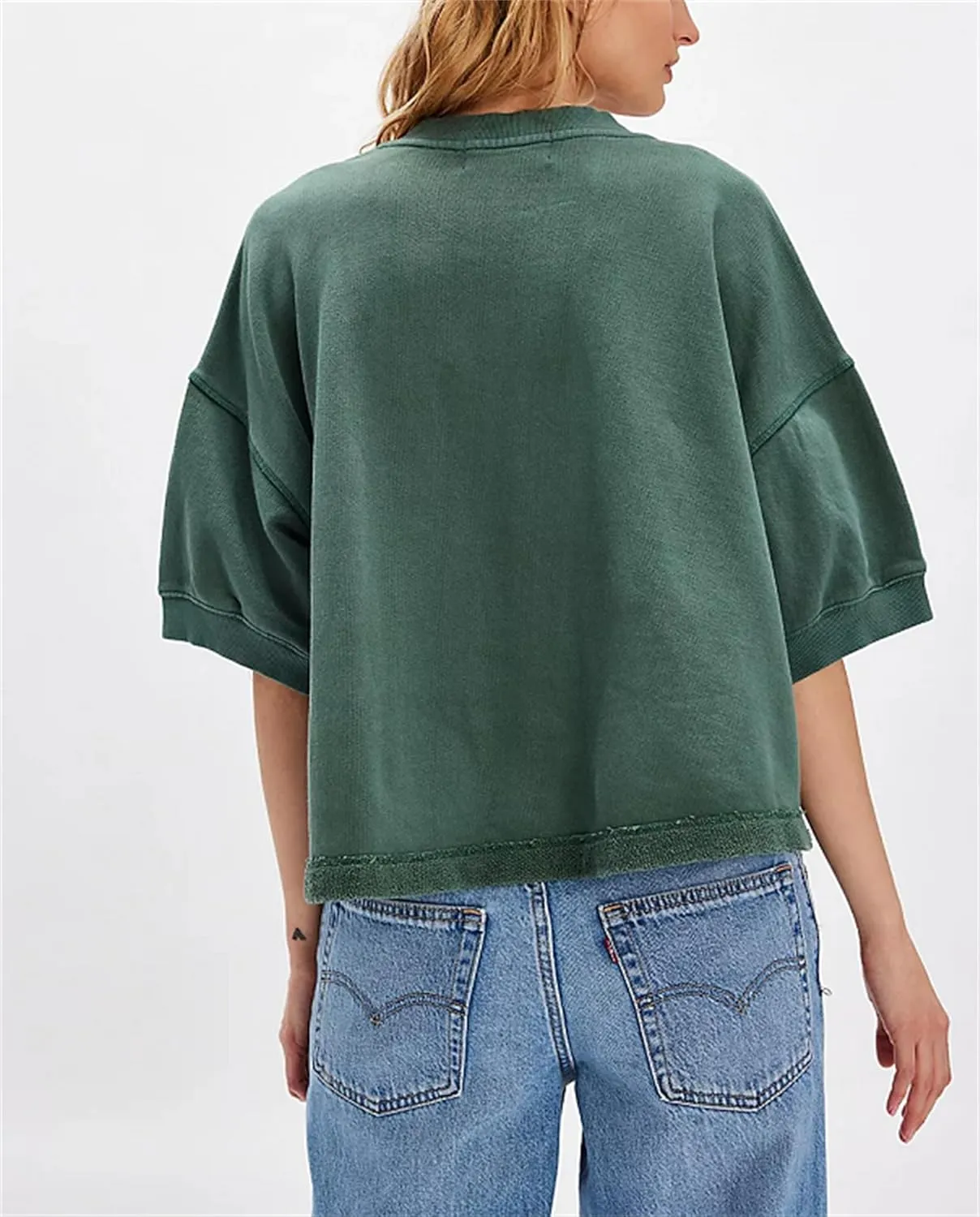Women Short Sleeve Casual Cardigan Shirt Button Down Open Front V-Neck Loose T-Shirt Y2k Crop Tops Outwear Tee