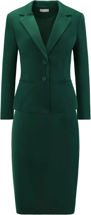 Women's 2 Piece Suit Skirt Set Business Formal Blazer and Pencil Skirt