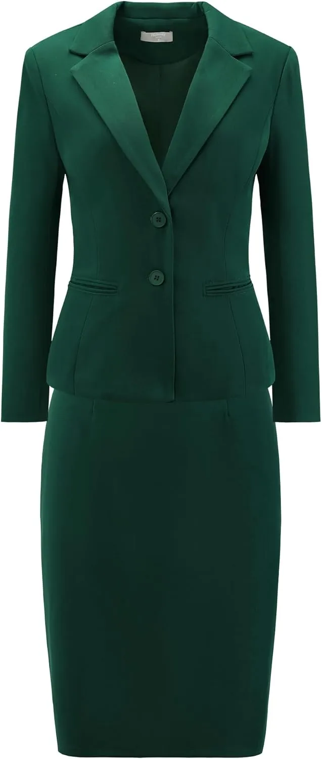 Women's 2 Piece Suit Skirt Set Business Formal Blazer and Pencil Skirt