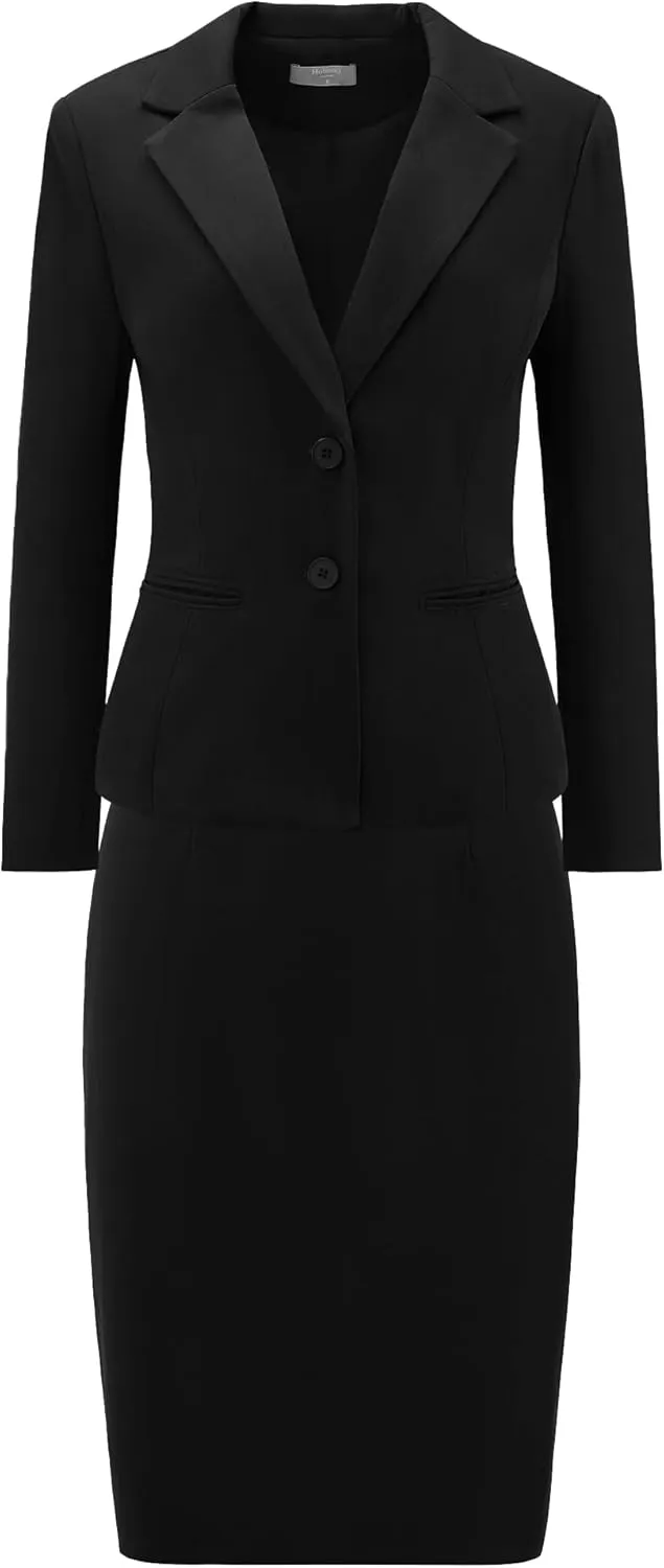 Women's 2 Piece Suit Skirt Set Business Formal Blazer and Pencil Skirt