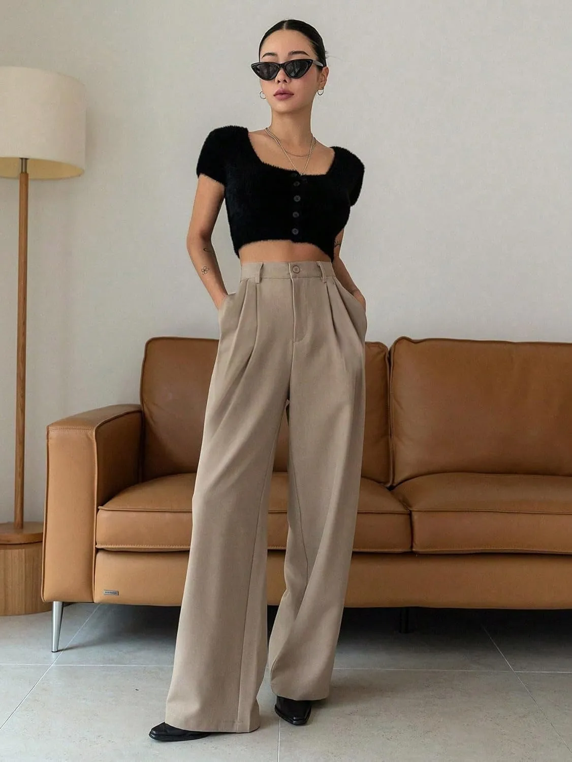 Women's 2025 Summer Casual Long Pants Wide Leg Pants