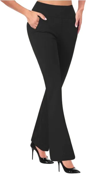 Womens Bootcut Dress Pants Stretchy Yoga Work Trousers High Waist Casual Flare Slacks Office Business Lounge Clothes