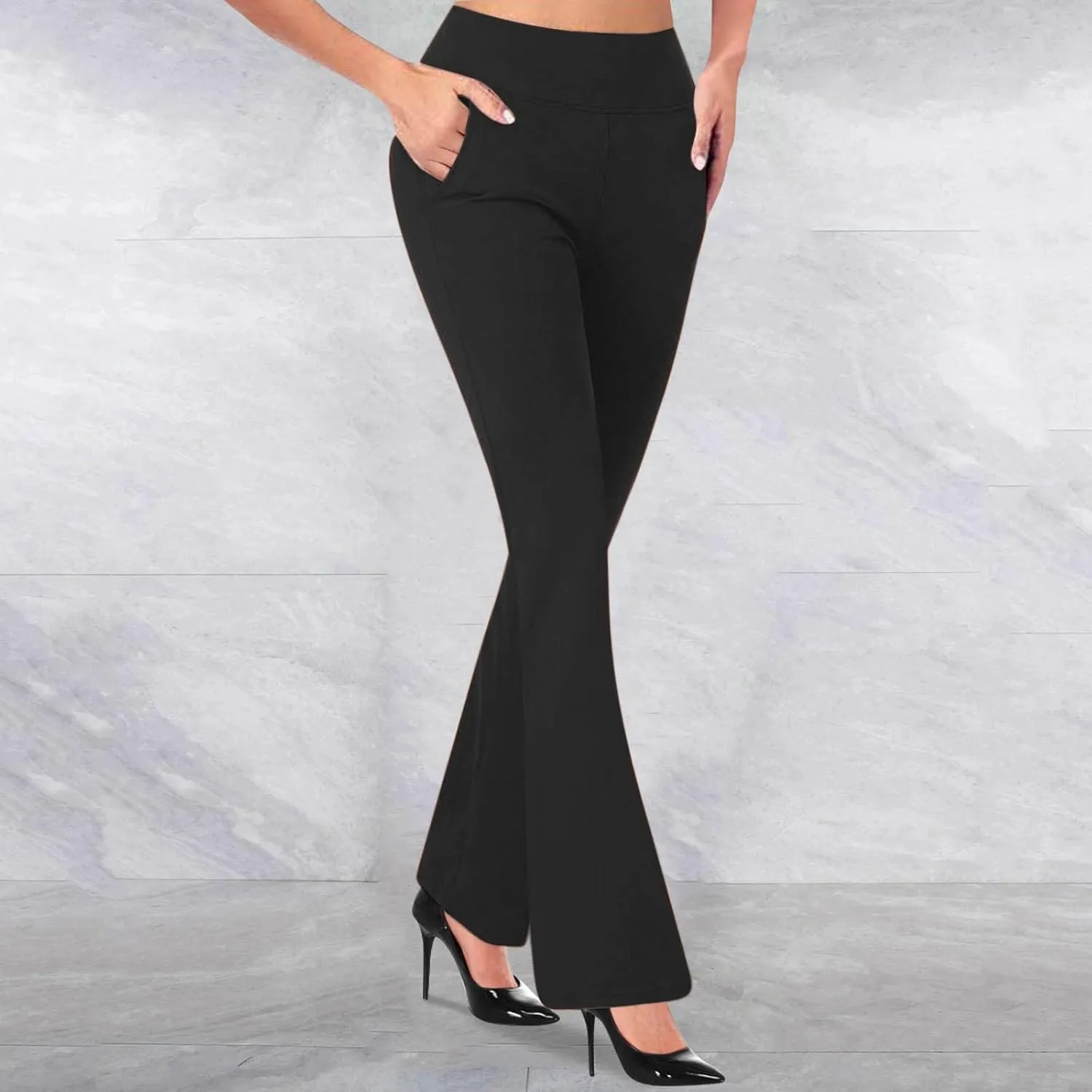 Womens Bootcut Dress Pants Stretchy Yoga Work Trousers High Waist Casual Flare Slacks Office Business Lounge Clothes