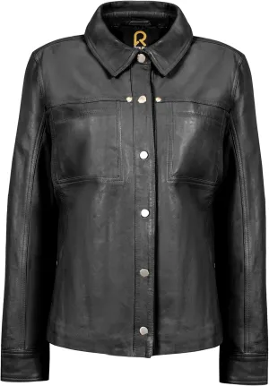 Womens Button Front Lambskin Leather Blazer Women - Casual Coat Long Sleeves Suit Style Leather Jacket for Women