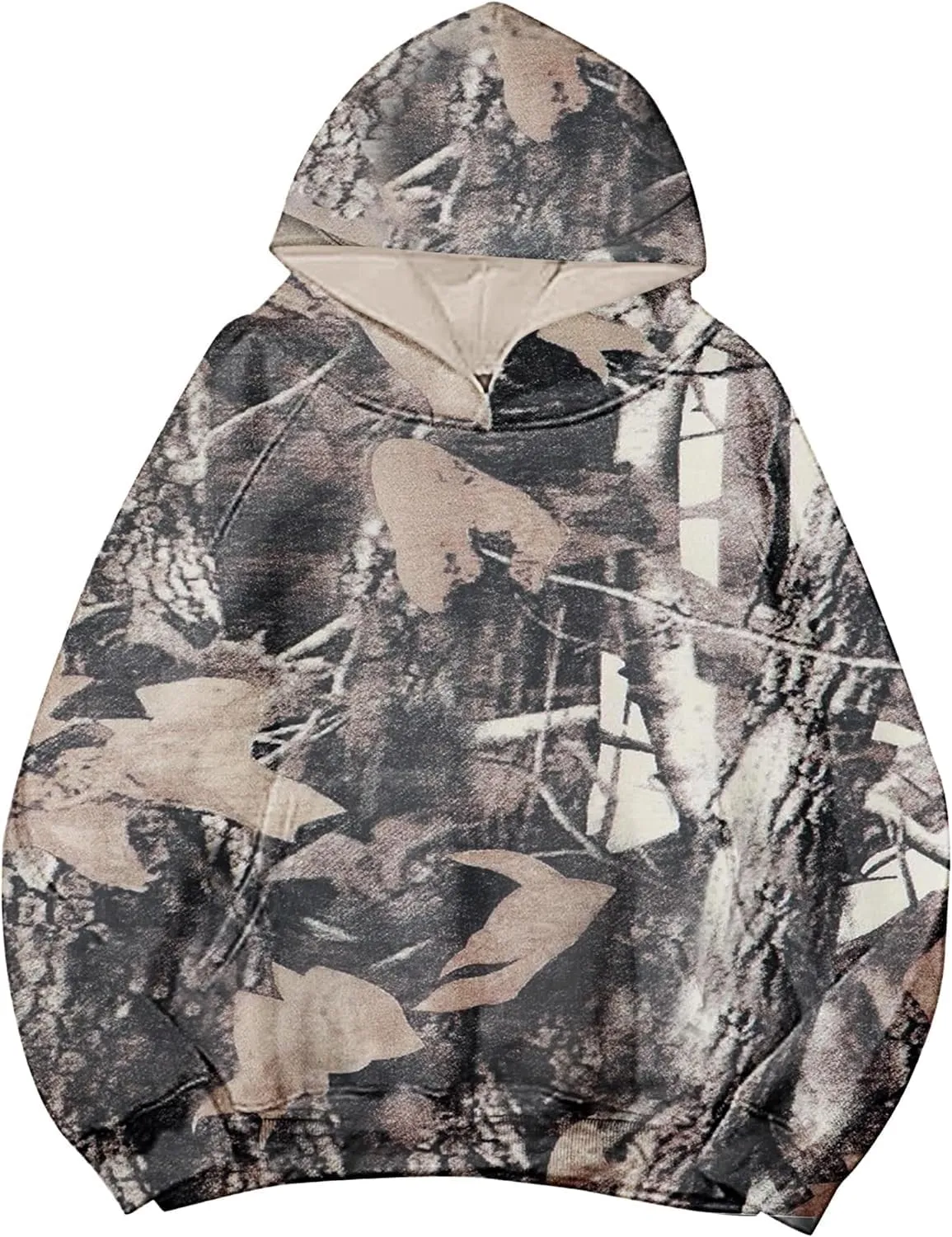 Womens Camo Hoodie Maple Leaf Print Oversized Fleece Hooded Sweatshirt Trendy Graphic Hoodie Pullover with Pocket