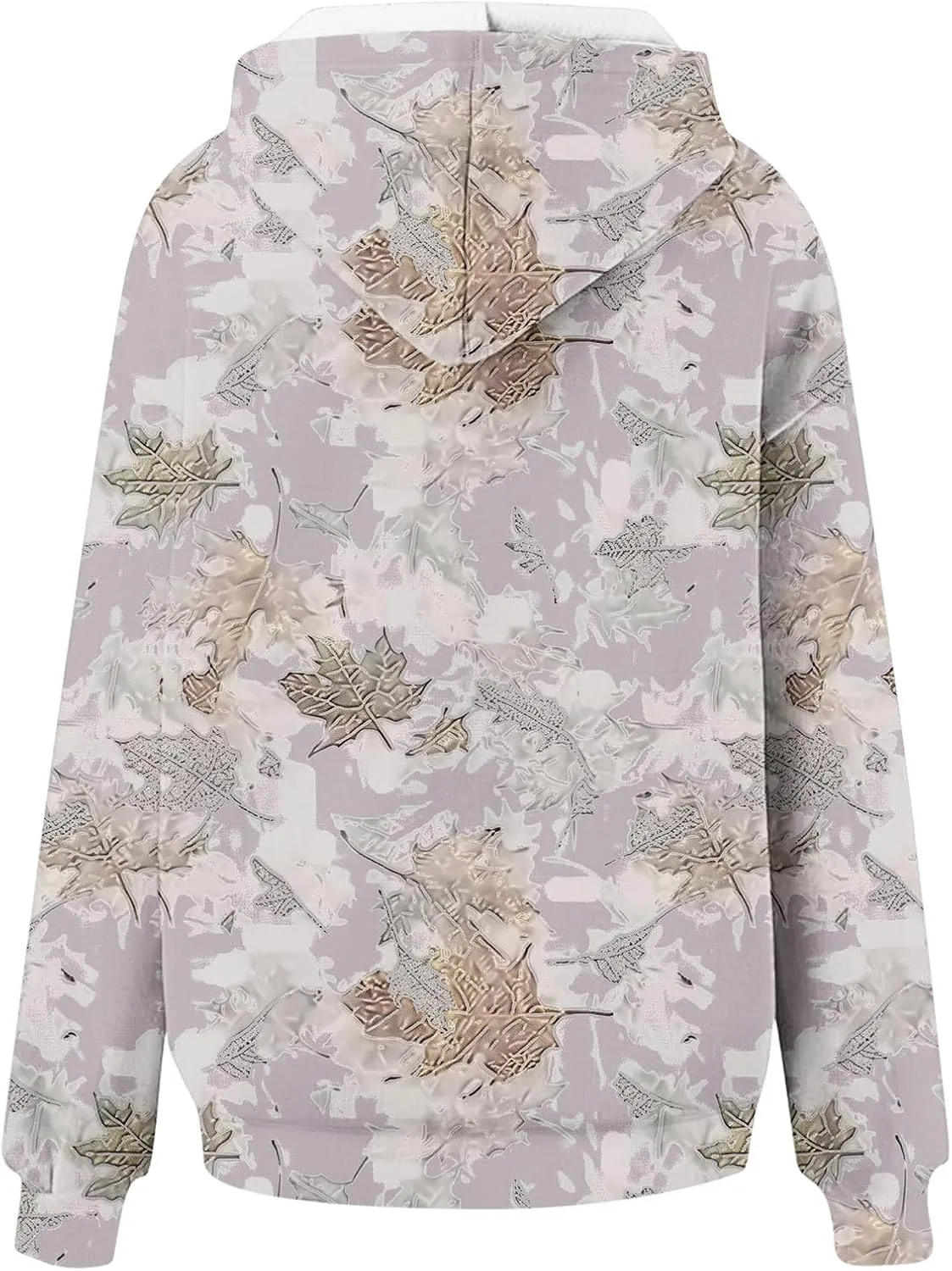 Womens Camo Hoodies Maple Leaf Print Fleece Pullover Oversized Sweatshirts Long Sleeve Sweater Tops with Pockets