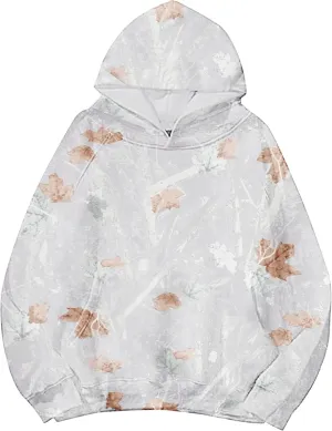 Womens Camo Hoodies Maple Leaf Print Oversized Hooded Sweatshirt Long Sleeve Camouflage Graphic Pullover Sweatshirt