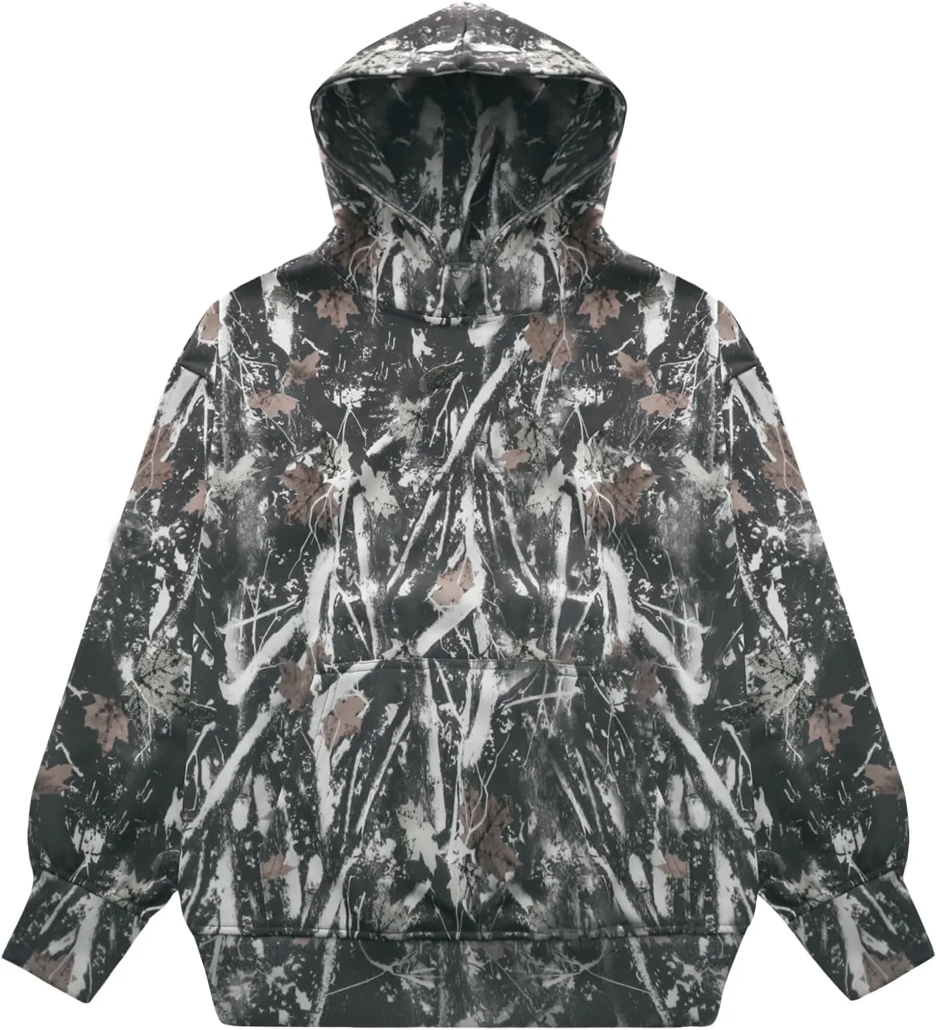 Womens Camo Maple Leaf Hoodie Oversized Lightweight Printed Fleece Hooded Sweatshirt with Pocket Green XL