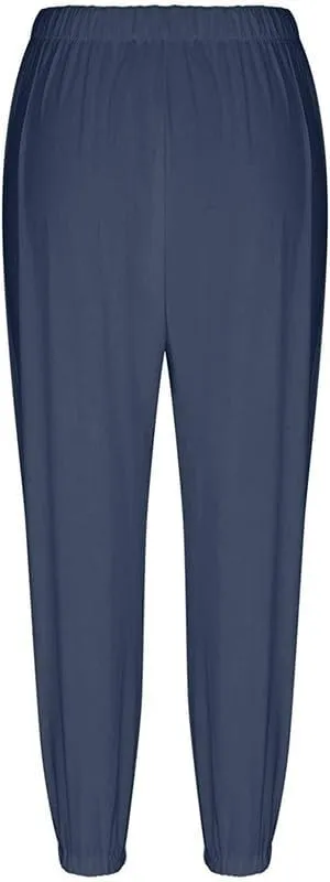 Womens Capri Pants Cotton Linen Cropped Trousers Summer Wide Leg Drawstring High Waist Palazzo Pants with Pockets
