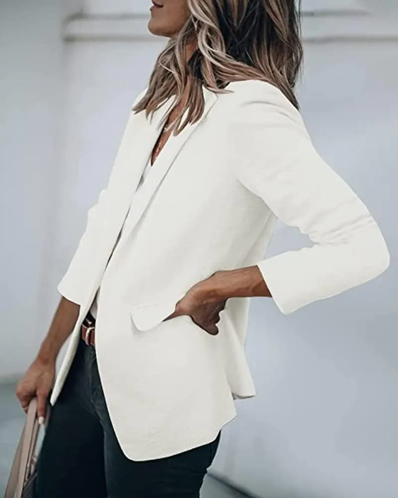 Women's Casual Blazer Open Front Long Sleeve Lapel Work Office Business Blazer Jacket with Pockets