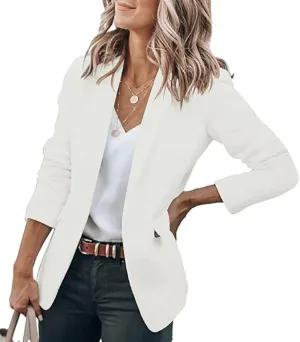 Women's Casual Blazer Open Front Long Sleeve Lapel Work Office Business Blazer Jacket with Pockets
