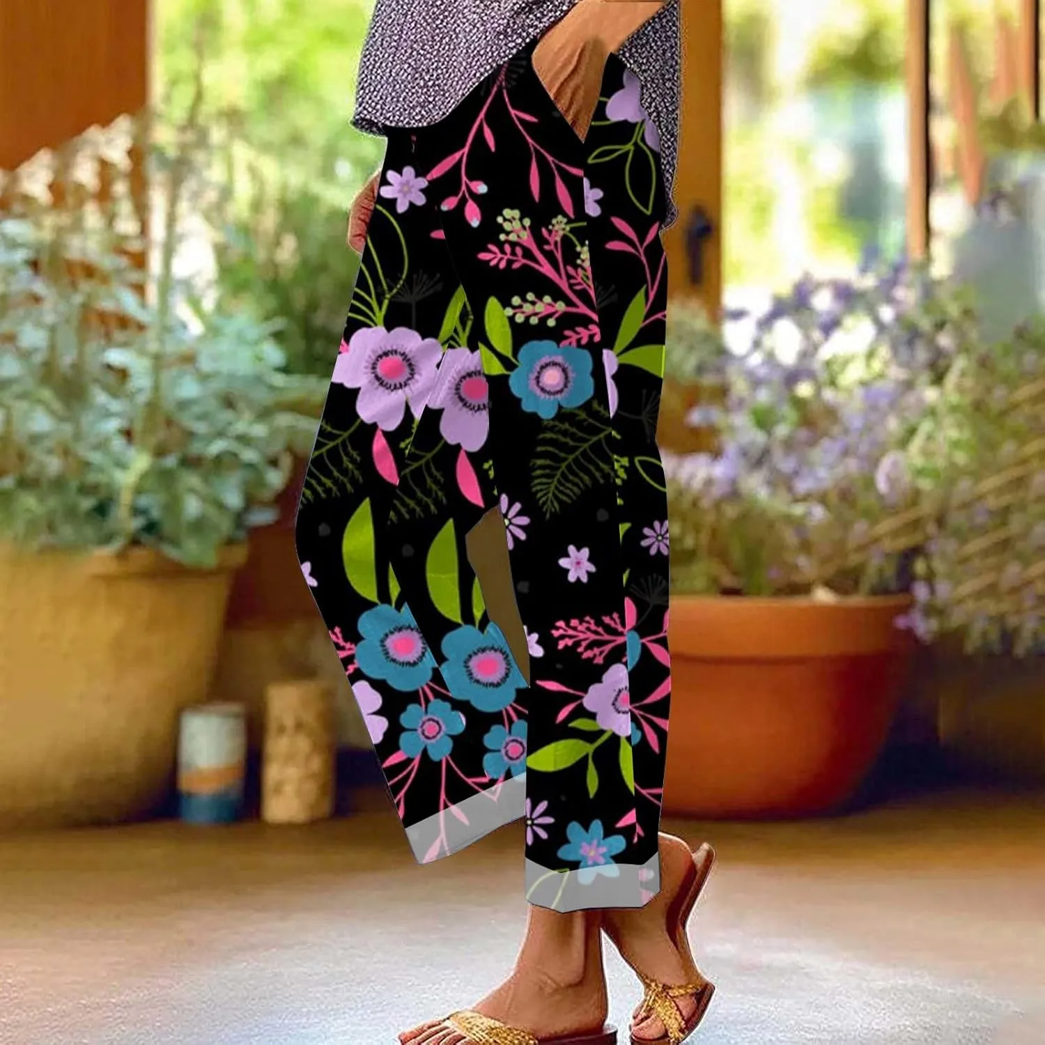 Womens Casual Boho Linen Pants Pants Long Drawstring Linen Women Waist Cotton Casual High Waisted Linen Pants Women