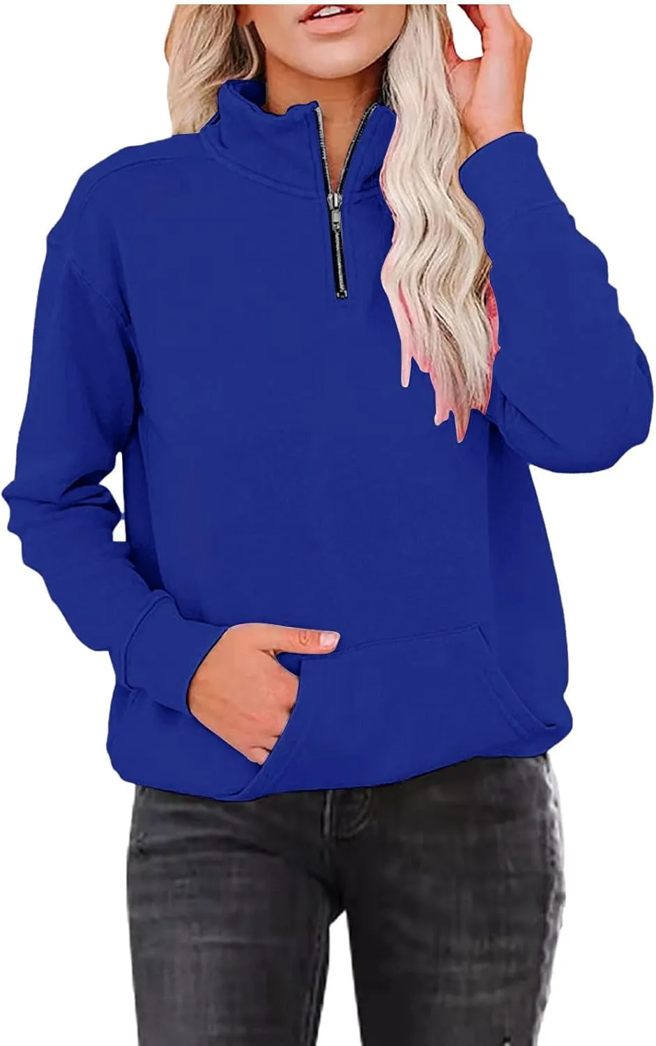 Womens Casual Solid Long Sleeve Zipper Hooded Coat Pocket Sweatshirt Tops Lightweight Fall Winter Clothes